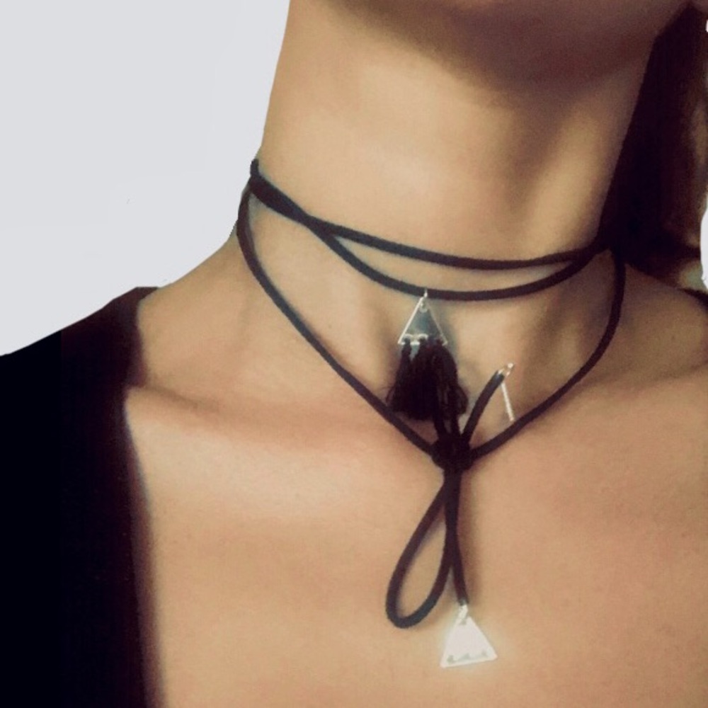 Black Genuine Suede Choker Necklace
